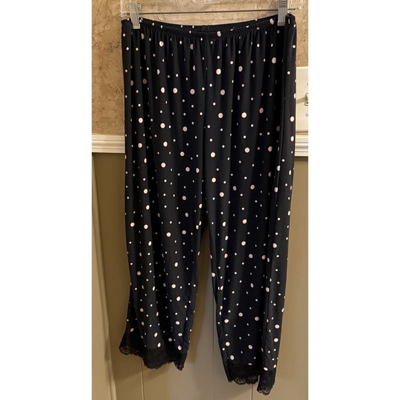 Intima Bella‎ Donna PJ Set Black With Pink Polka Dots Women's Size Medium - Picture 4 of 7